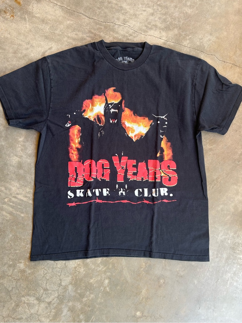 Dog Years Skate Club Tee with Red Flame Print